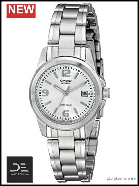 Stainless Steel Analog Watch with Date Display – Women\'s Water Resistant